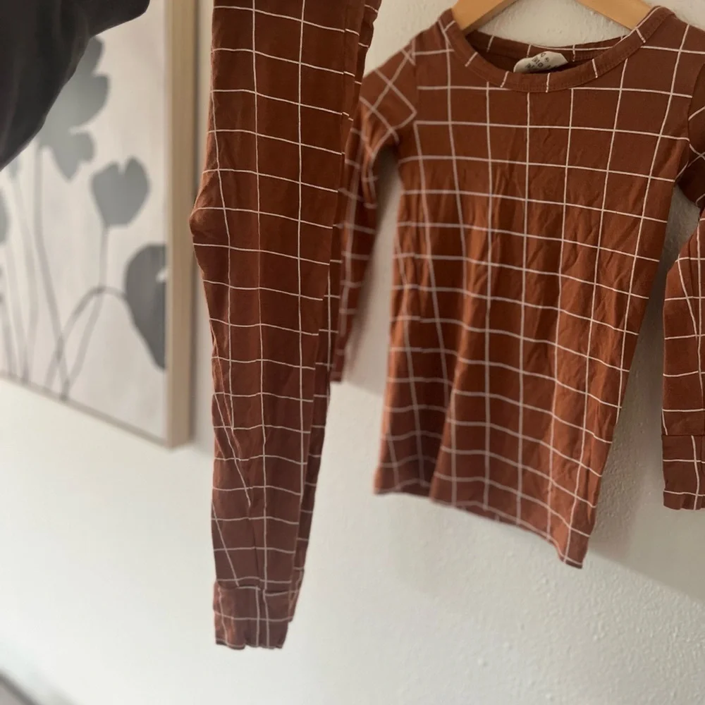 Kids Brown Checkered Pajama Set